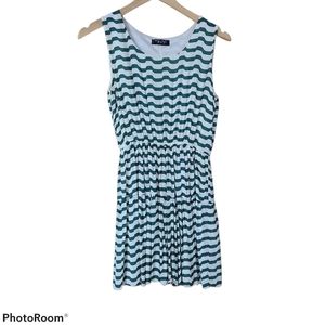 Green and White Striped Pattern Summer Dress